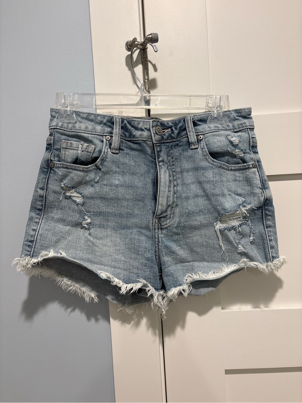 eunina Light Blue Distressed Denim Shorts